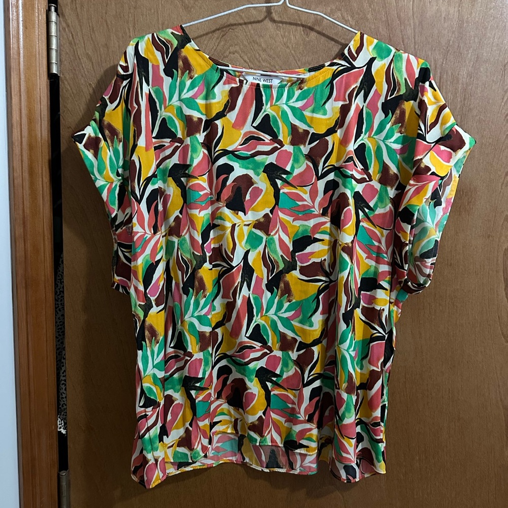 EUC Nine West Tropical Floral Print  Blouse XXL